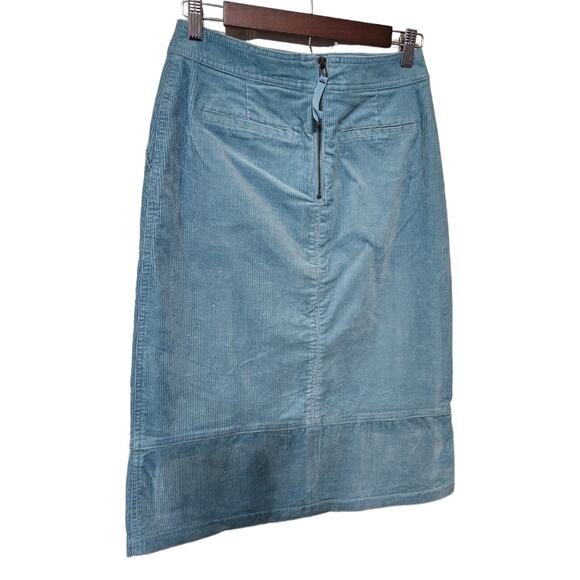 Boden Corduroy Skirt Womens 4 Turquoise Blue A Line Midi Length Modest Buttons - Picture 7 of 11